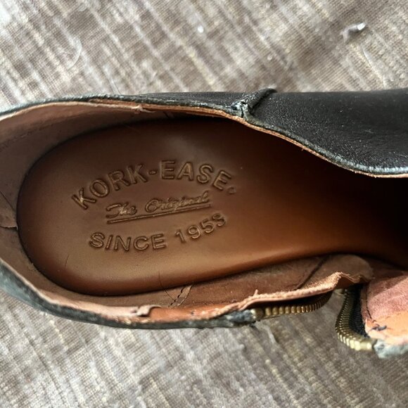 KORK-EASE Holmes Wedge Black Leather Ankle Bootie Size 8 - Picture 7 of 8